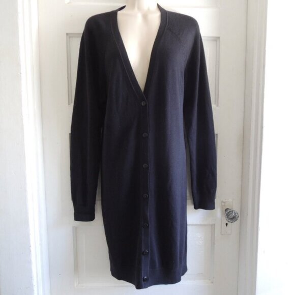 Pendleton Black Silk Cotton Cashmere Long Cardigan L - Picture 1 of 9